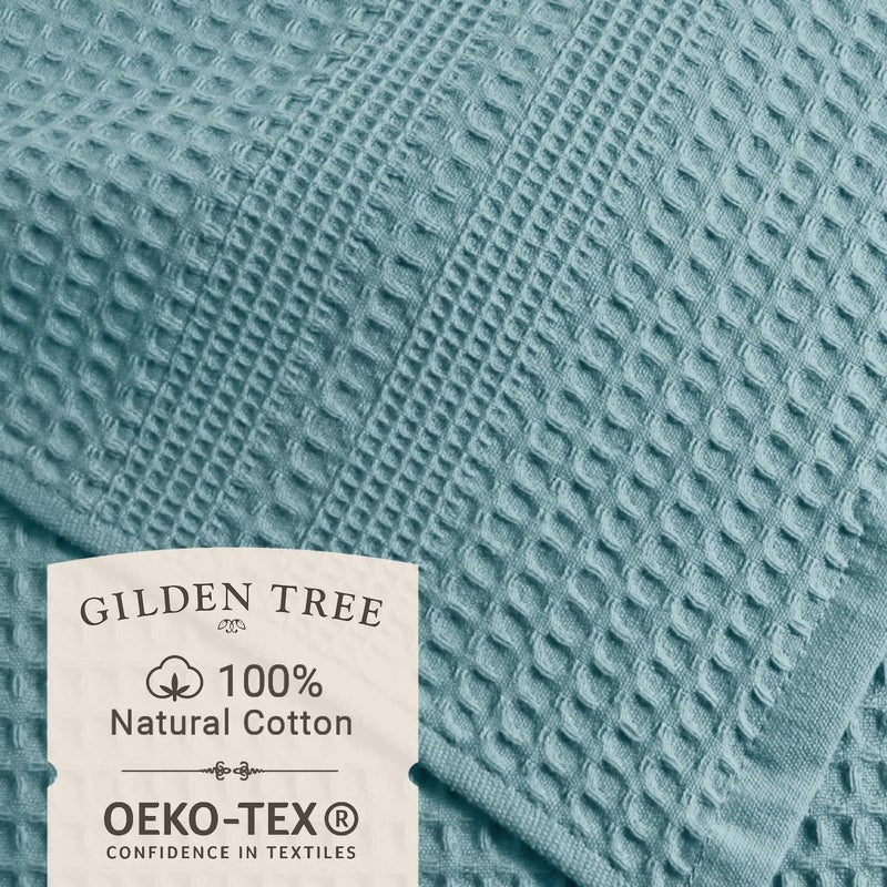 GILDEN TREE Waffle Hand Towels for Bathroom Quick Dry Towel Super Absorbent Thin 100% Cotton Lint Free, Hand Towels for Bathroom Set of 2, Classic Style (Seafoam) - Image 2